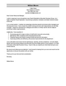 Best Payroll Specialist Cover Letter Examples Livecareer pertaining to proportions 800 X 1035