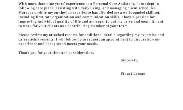 Best Personal Care Assistant Cover Letter Examples Livecareer for measurements 800 X 1035