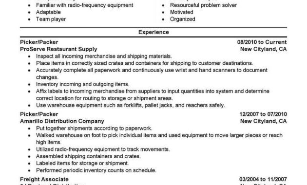 Best Picker And Packer Resume Example Livecareer in dimensions 800 X 1035