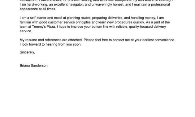 Best Pizza Delivery Drivers Cover Letter Examples Livecareer intended for dimensions 800 X 1035