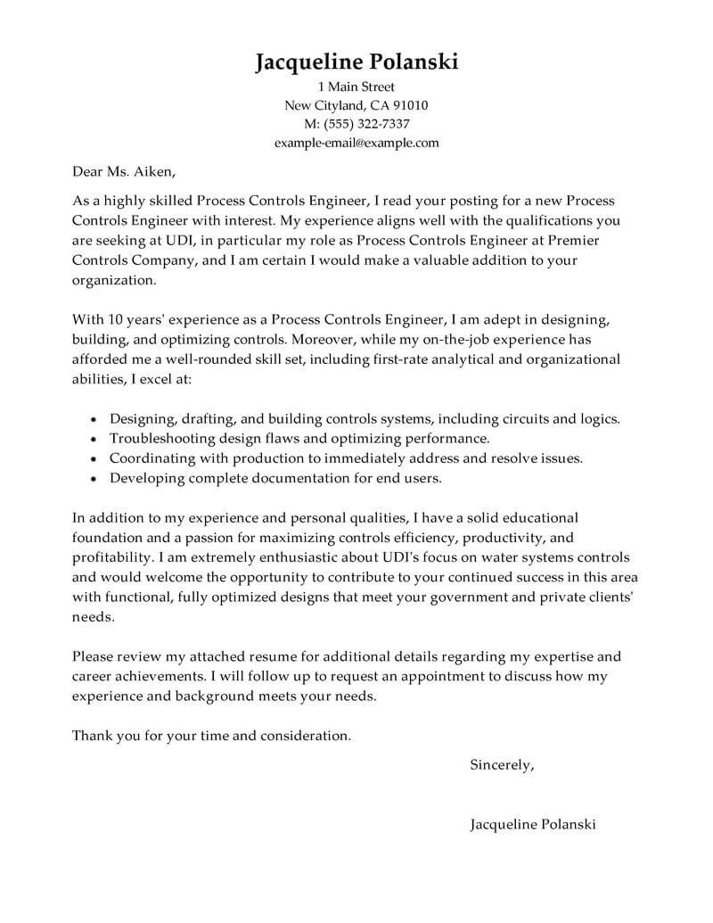 Best Process Controls Engineer Cover Letter Examples with size 800 X 1035