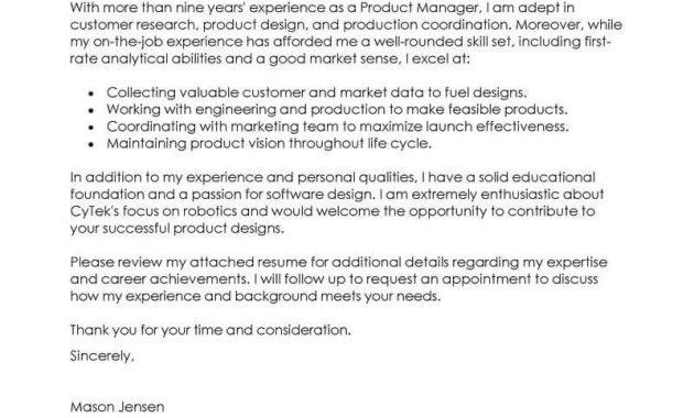 Best Product Manager Cover Letter Examples Livecareer inside size 800 X 1035