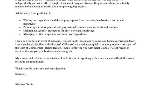 Best Receptionist Cover Letter Examples Livecareer within measurements 800 X 1035