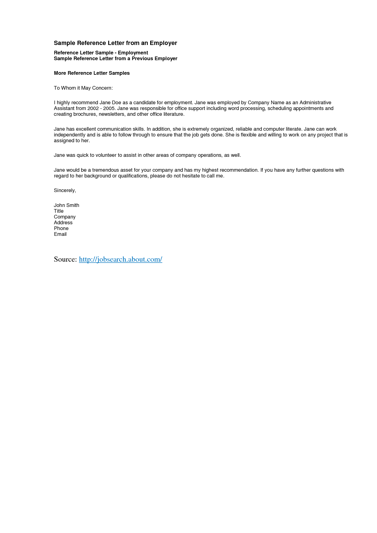 Best Recommendation Letter For Employment Caflei regarding size 1240 X 1754