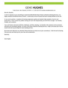 Best Residential House Cleaner Cover Letter Examples in size 800 X 1035