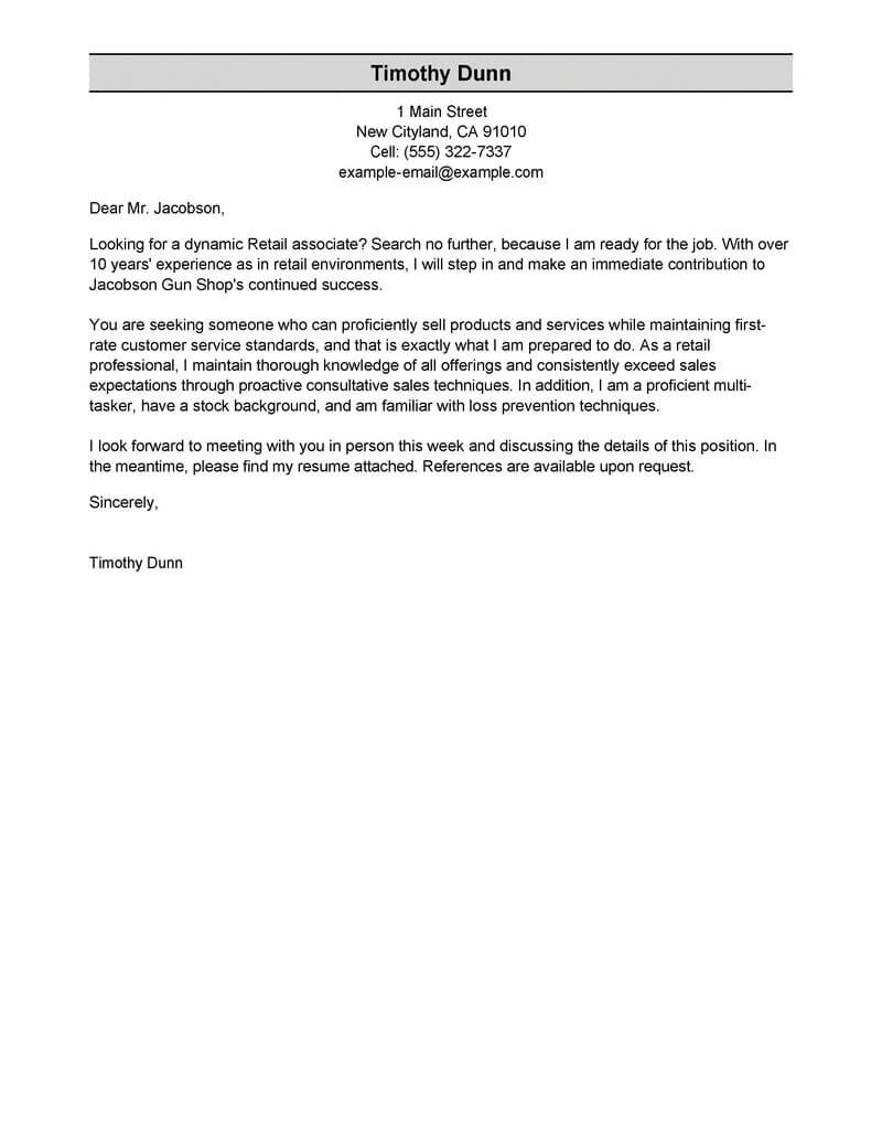 Best Retail Cover Letter Examples Livecareer inside size 800 X 1035