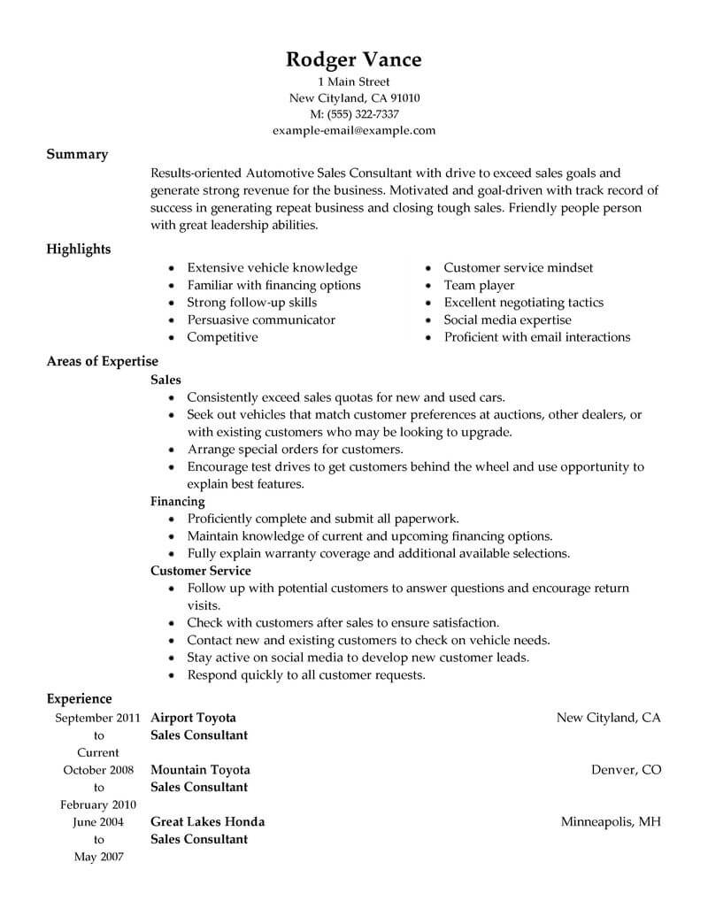 Best Sales Consultant Resume Example Livecareer inside sizing 800 X 1035