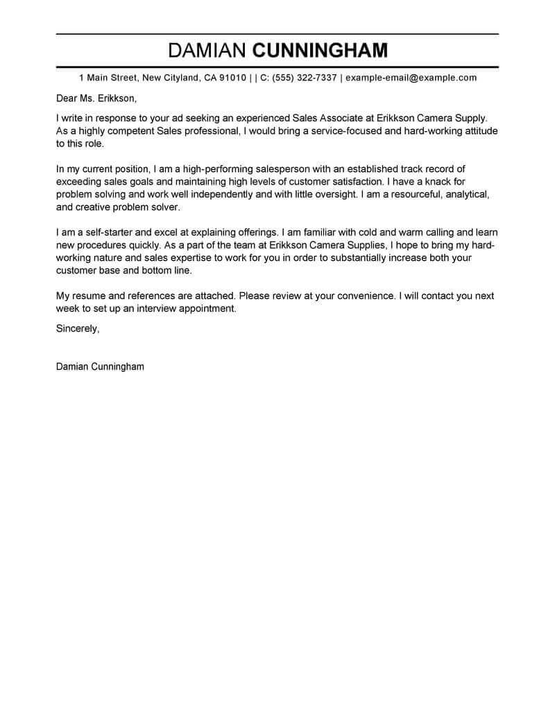 Best Sales Cover Letter Examples Livecareer with regard to proportions 800 X 1035