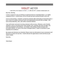 Best Server Cover Letter Examples Livecareer for measurements 800 X 1035