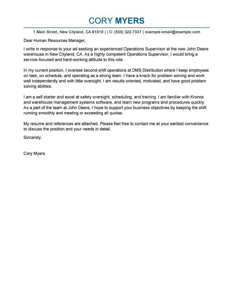 Best Shift Manager Cover Letter Examples Livecareer for proportions 800 X 1035