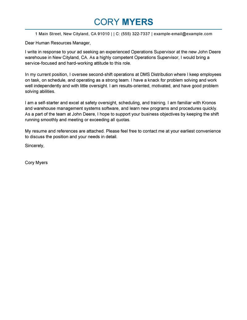 Best Shift Manager Cover Letter Examples Livecareer pertaining to proportions 800 X 1035