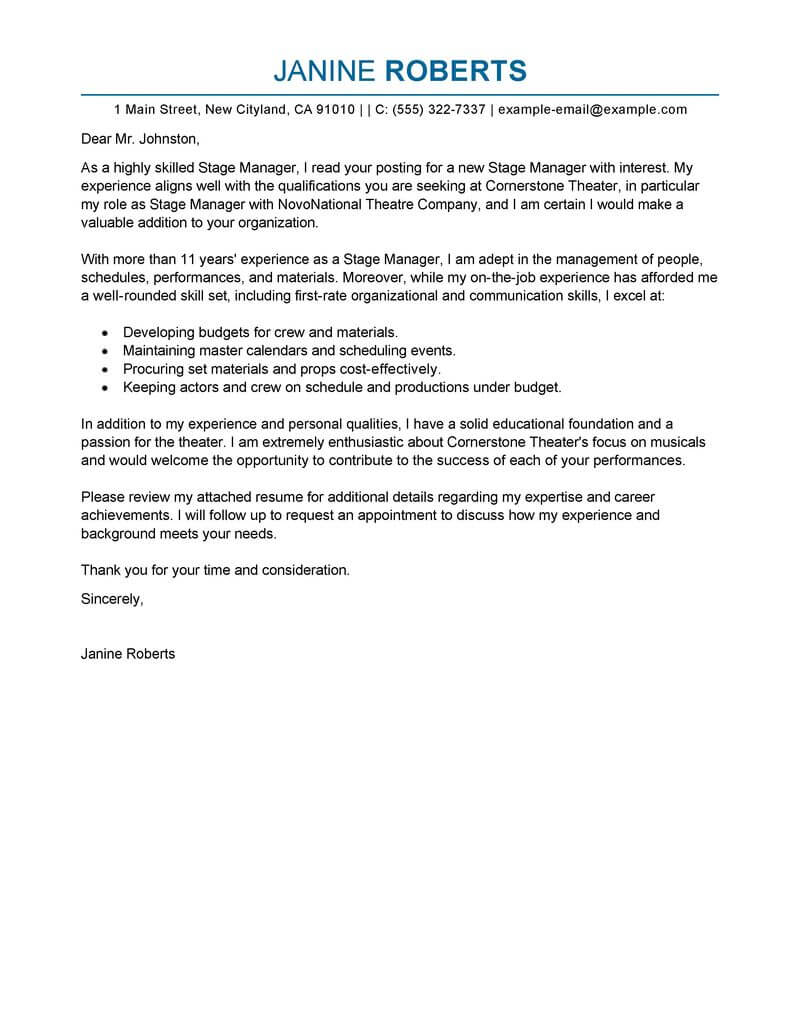 Best Supervisor Cover Letter Examples Livecareer with size 800 X 1035