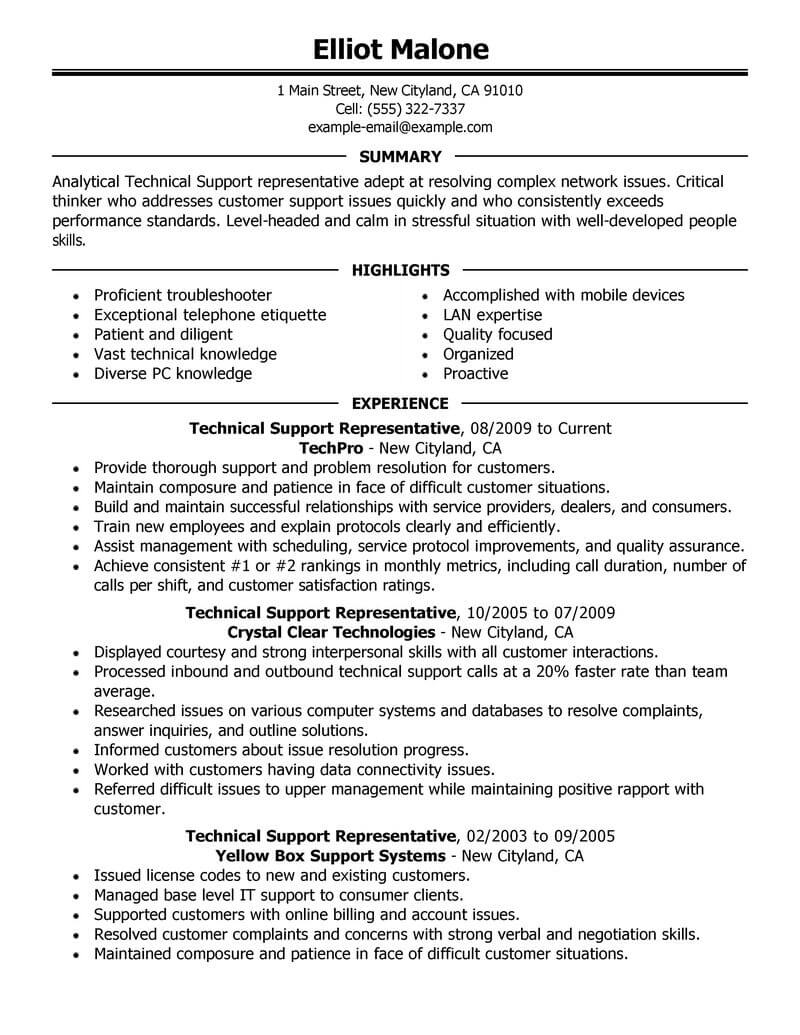 Best Technical Support Resume Example Livecareer within dimensions 800 X 1035