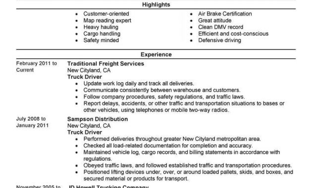 Best Truck Driver Resume Example Livecareer intended for proportions 800 X 1035