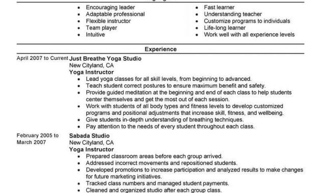 Best Yoga Instructor Resume Example Livecareer within size 800 X 1035