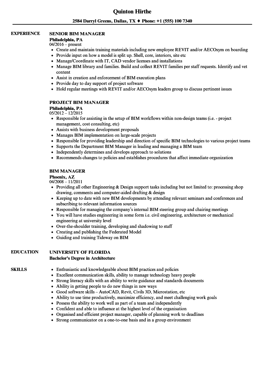 Bim Manager Resume Samples Velvet Jobs within proportions 860 X 1240