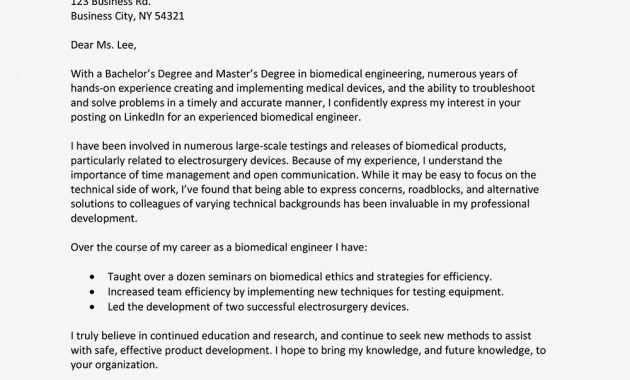 Biomedical Engineer Resume And Cover Letter Examples regarding sizing 1000 X 1000