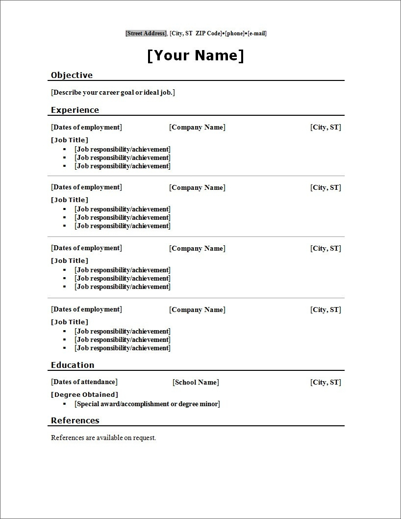 blank resume templates pdf fillable