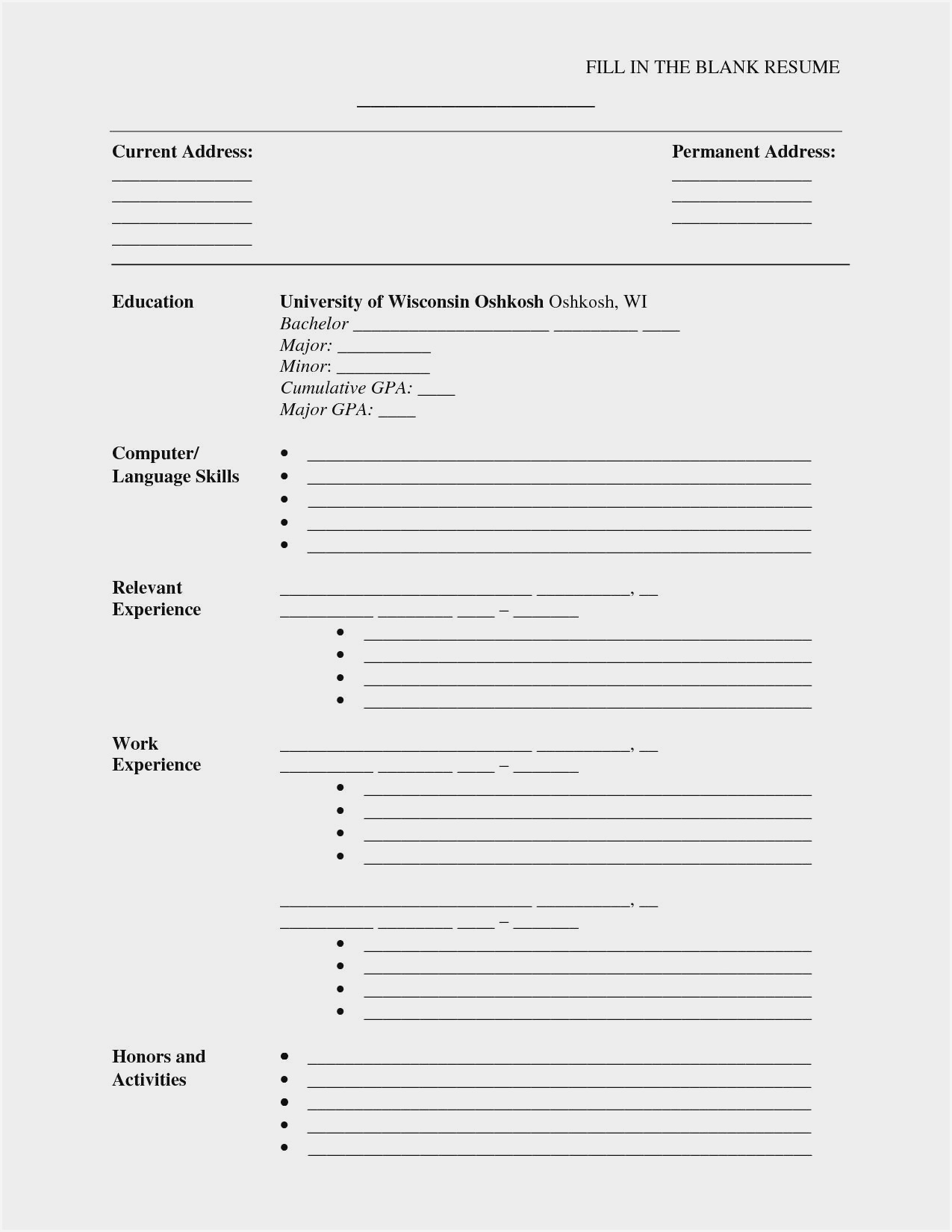 Blank Cv Template Examples In Microsoft Word Format • Invitation