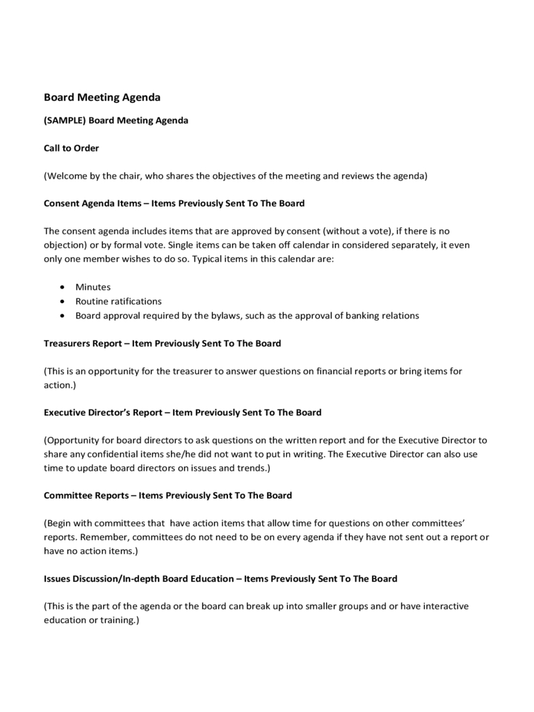 Board Meeting Agenda Free Download with measurements 768 X 1024