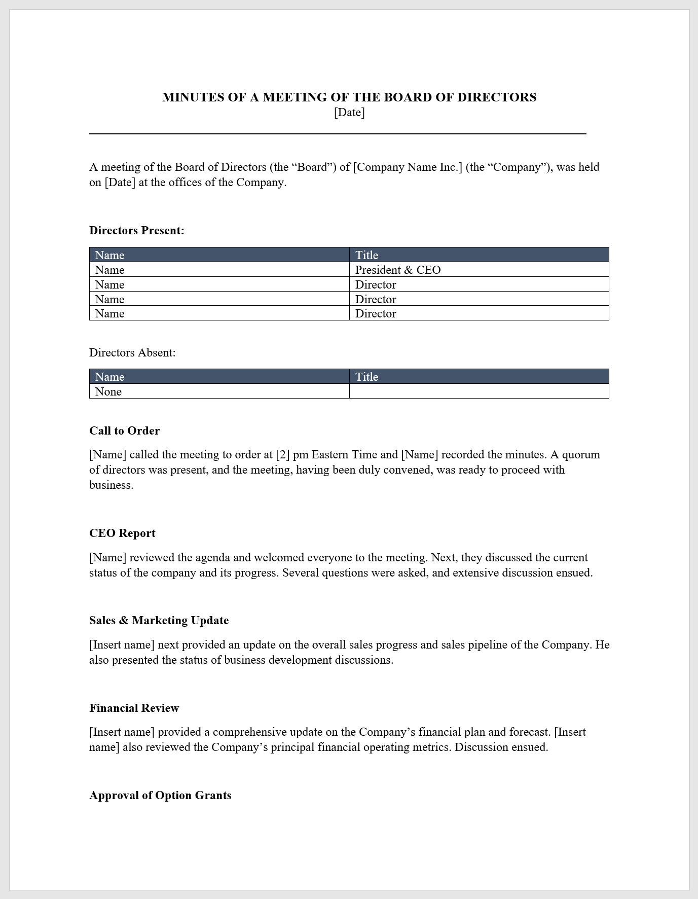 Board Meeting Minutes Template Download From Cfi Marketplace pertaining to measurements 1377 X 1773