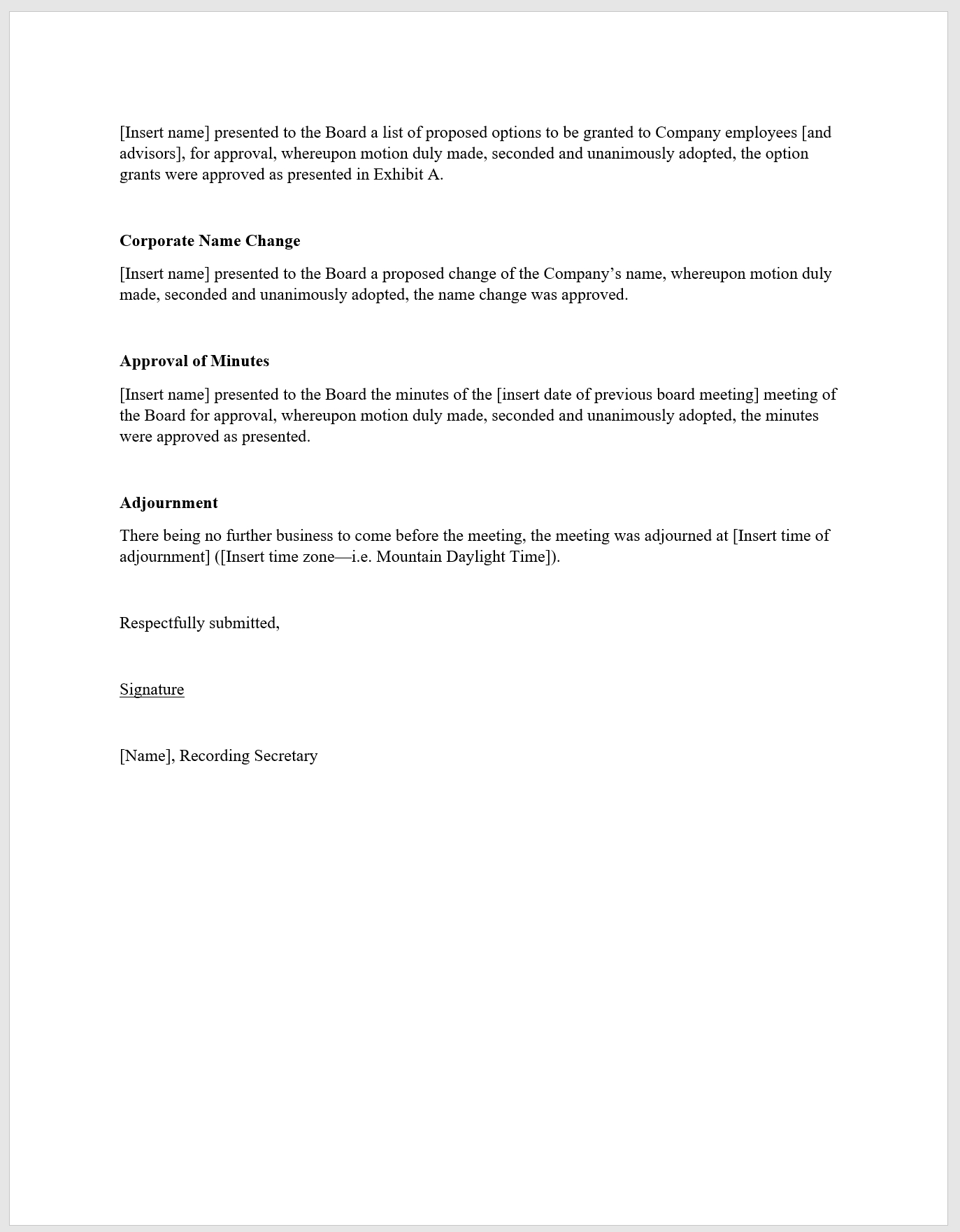 Board Meeting Minutes Template Download From Cfi Marketplace with regard to dimensions 1373 X 1763