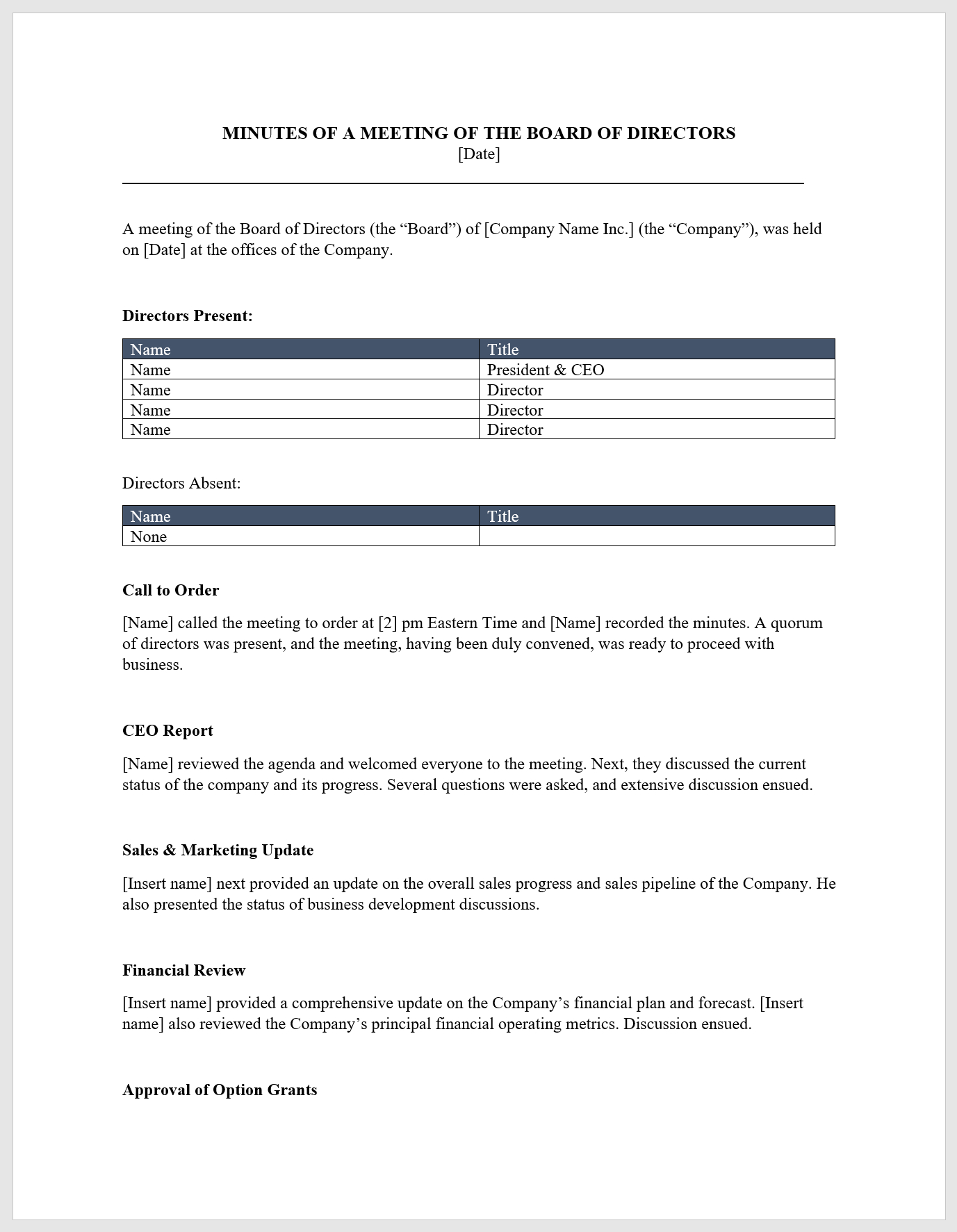 Board Meeting Minutes Template Download From Cfi Marketplace with regard to sizing 1377 X 1773