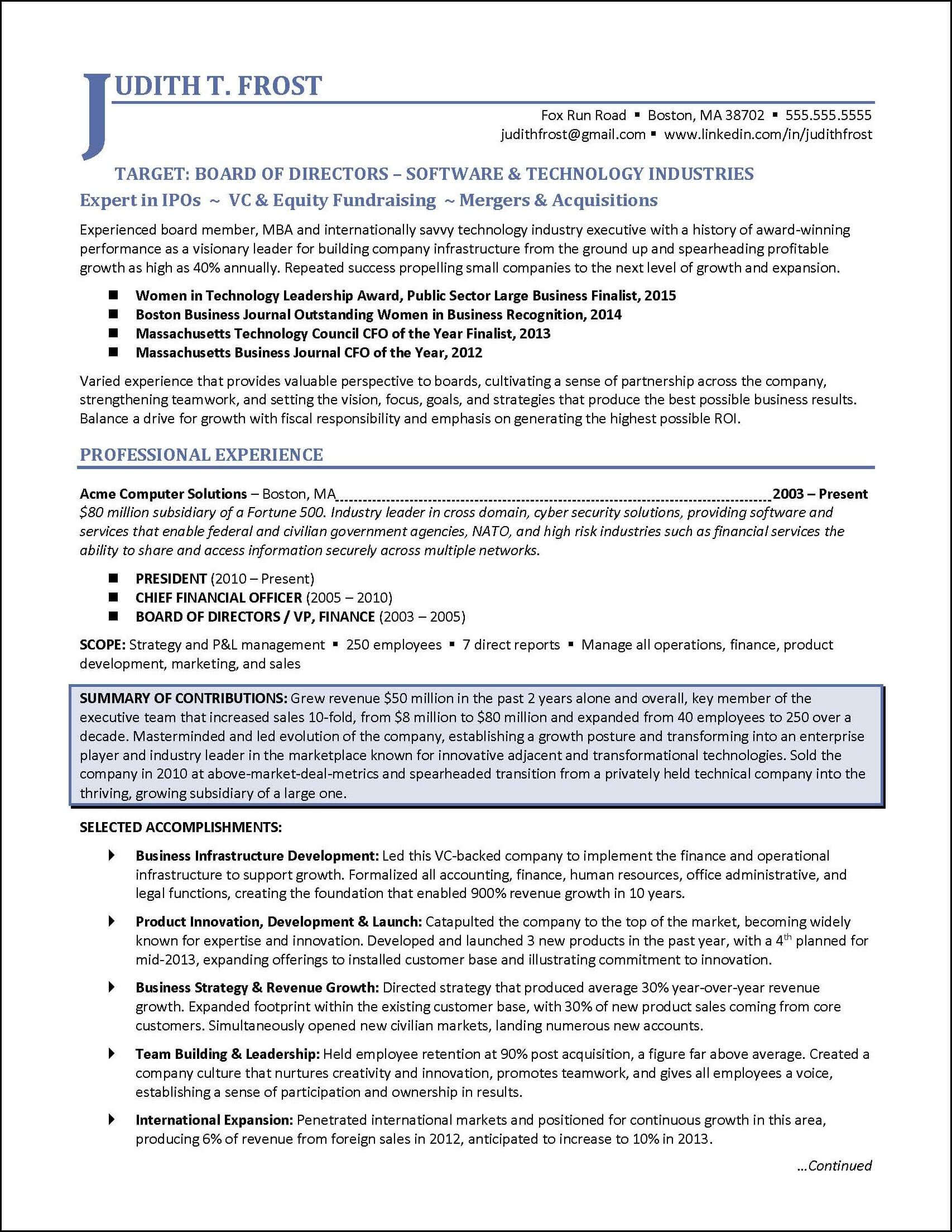 Board Of Directors Resume Example Resume Examples regarding dimensions 1706 X 2206