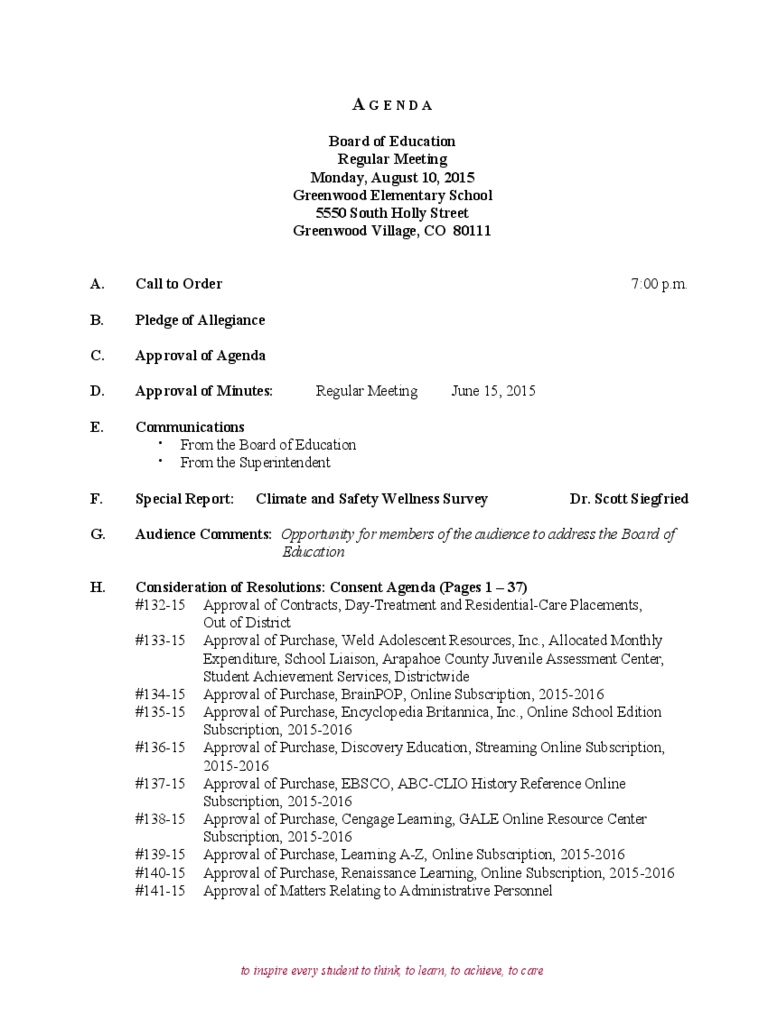 Board Of Education Regular Meeting Agenda Free Download for size 768 X 1024