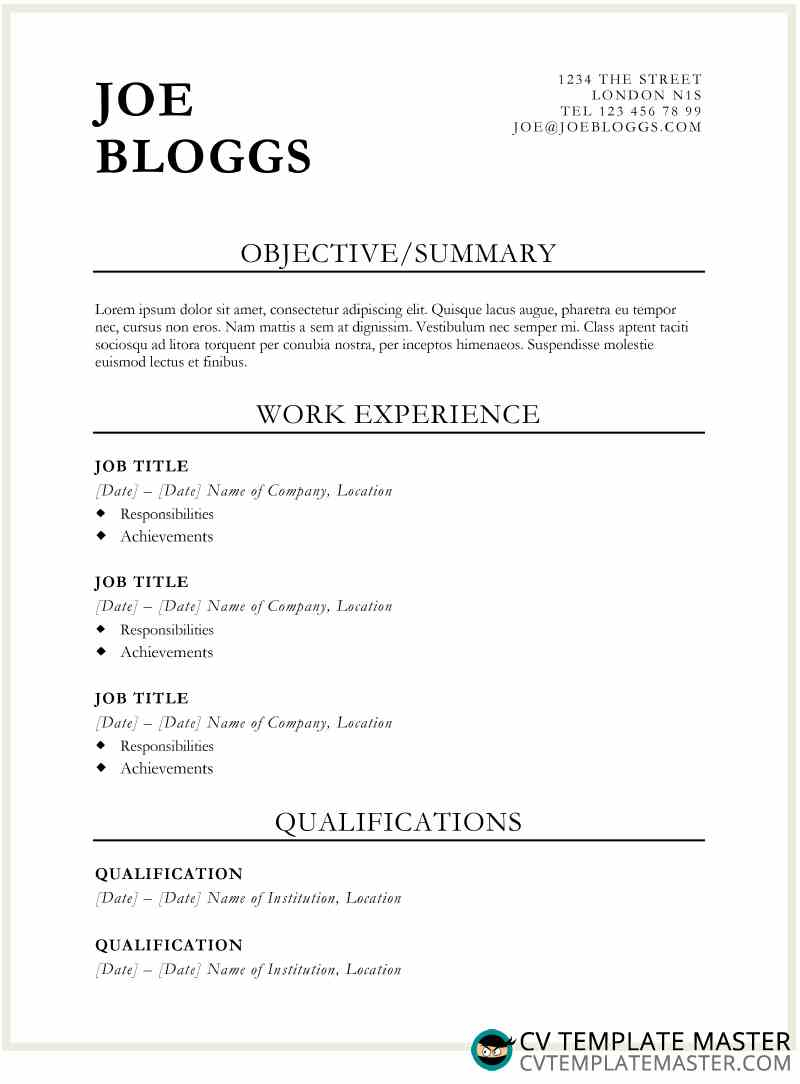 Bold Black Cv Template Cv Template Master in proportions 800 X 1084