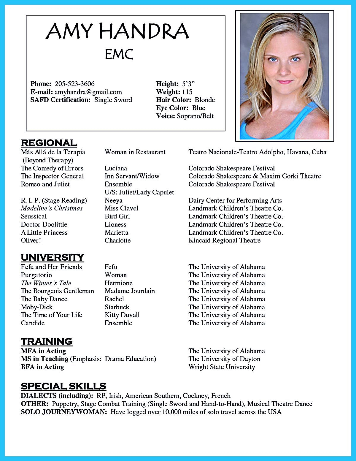 Brilliant Acting Resume Template To Get Inspired Acting intended for sizing 1200 X 1553