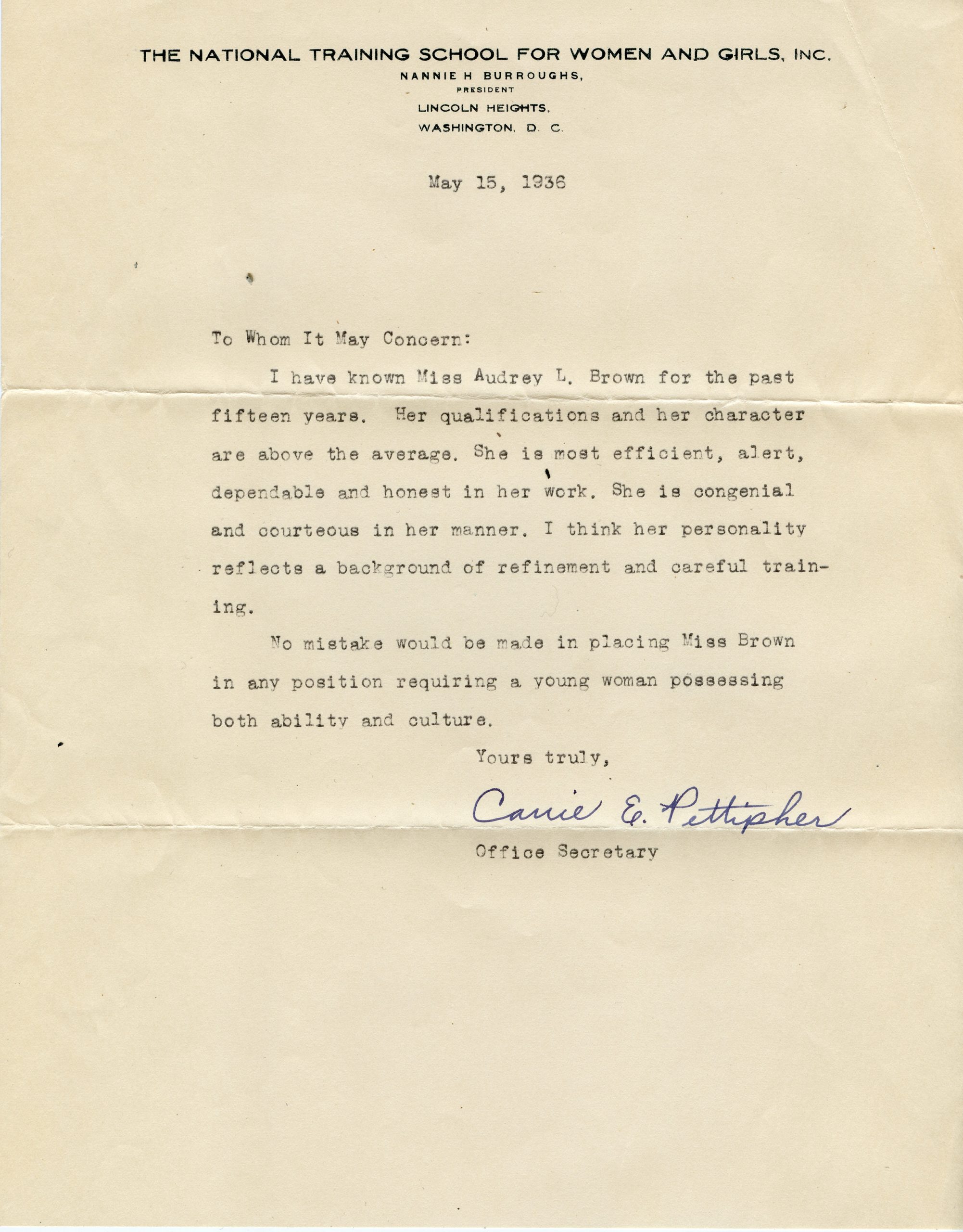 Brown Recommendation Letter Dc Digital Museum pertaining to proportions 2509 X 3209