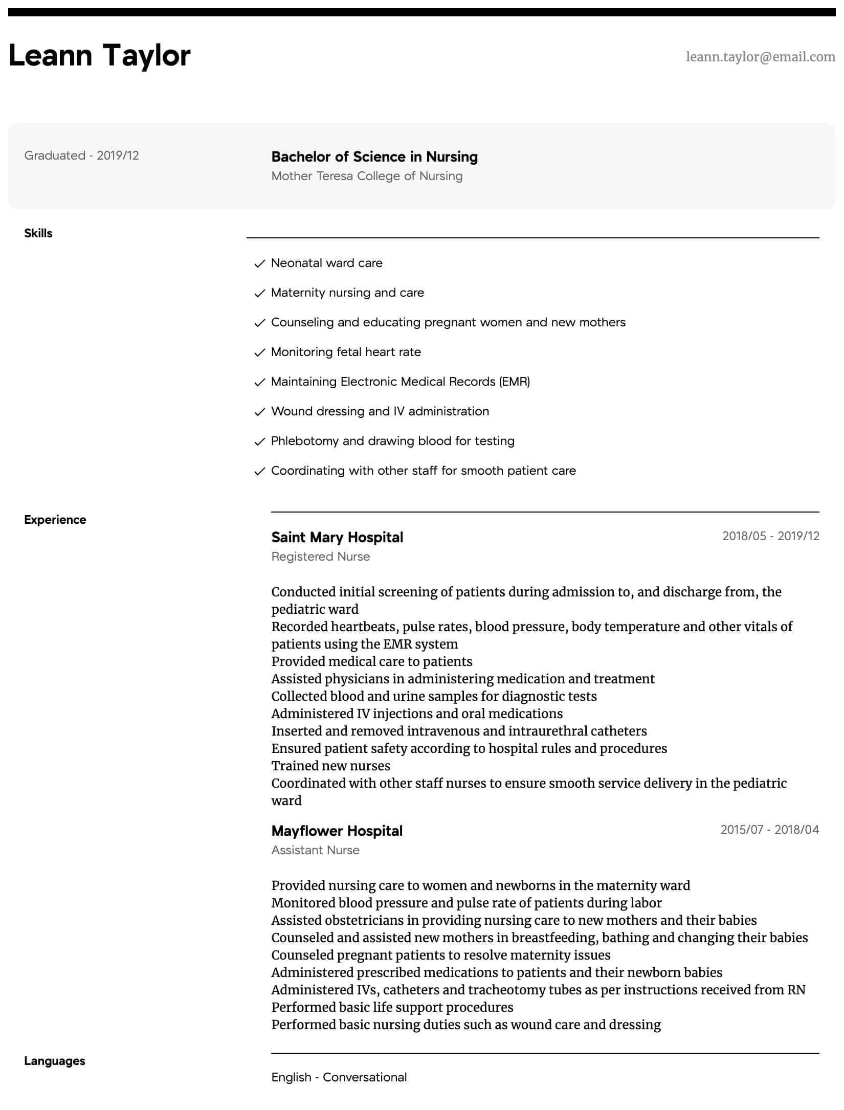 Bsn Nursing Resume Samples All Experience Levels Resume intended for sizing 1650 X 2170