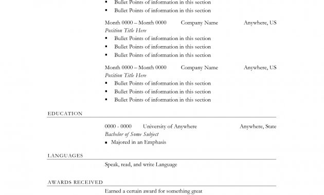 Bullet Point Resume Template Free Resume Sample Education throughout measurements 1275 X 1650