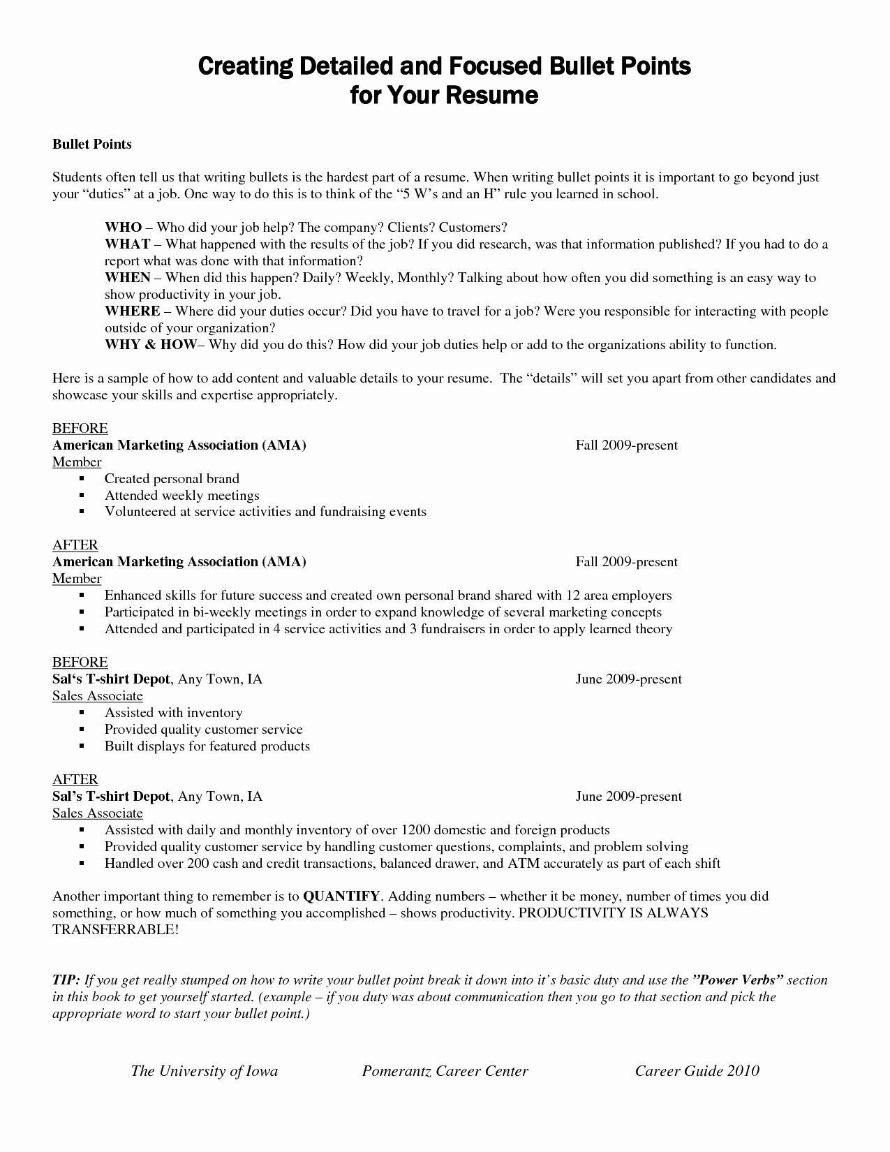 Strong Resume Bullet Point Examples Sutajoyo