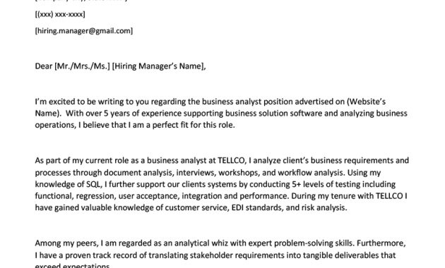 Business Analyst Cover Letter Example Writing Tips for measurements 800 X 1132