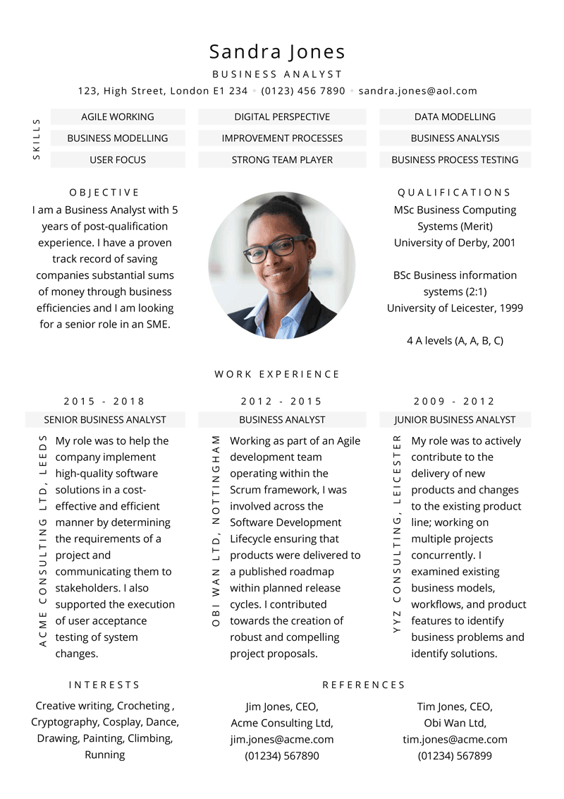 Business Analyst Cv Example Free Download Meet Me within sizing 800 X 1132