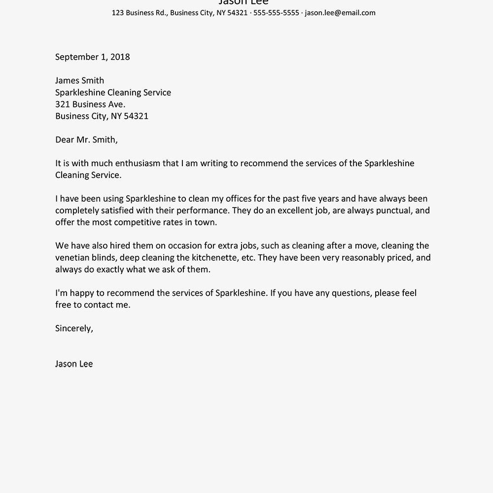 Business Letter Of Recommendation Template Akali throughout dimensions 1000 X 1000