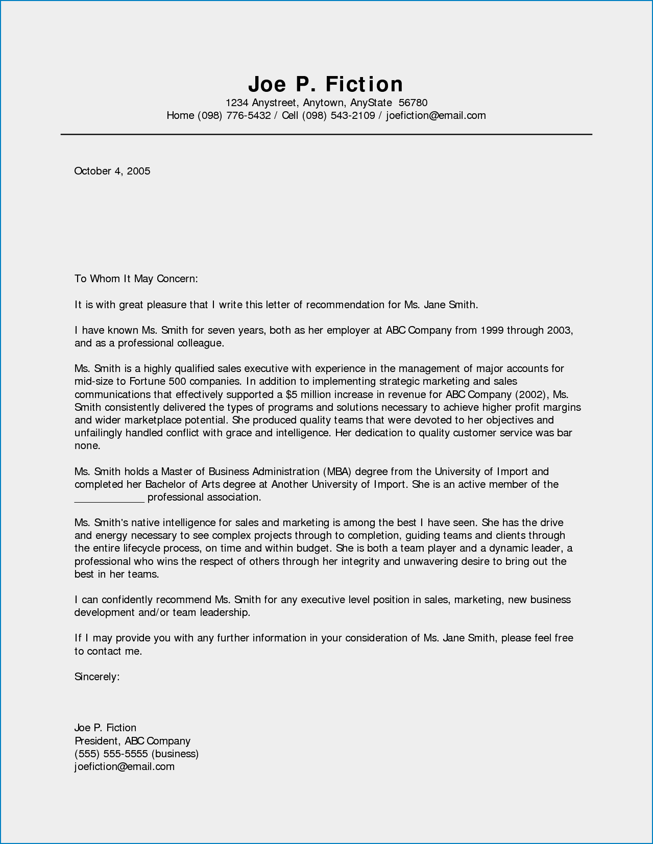 Business Letter Of Recommendation Template Zitemplate for proportions 1279 X 1654