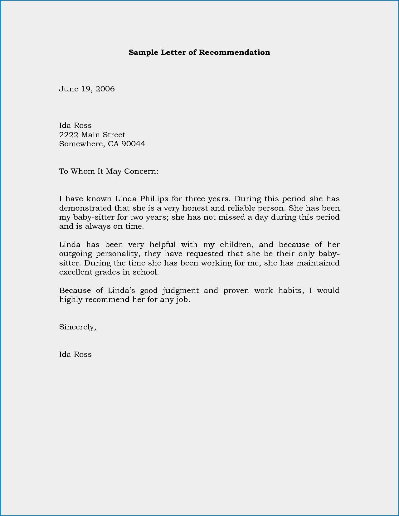Business Letter Of Recommendation Template Zitemplate with sizing 1279 X 1654