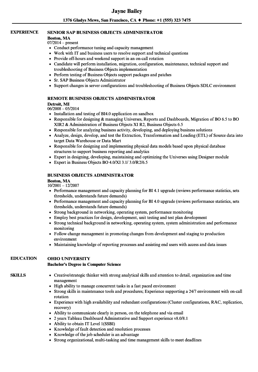 Business Objects Administrator Resume Samples Velvet Jobs in proportions 860 X 1240