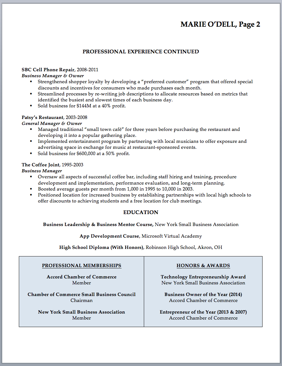 Business Owner Resume Sample Writing Guide Rwd inside sizing 898 X 1166