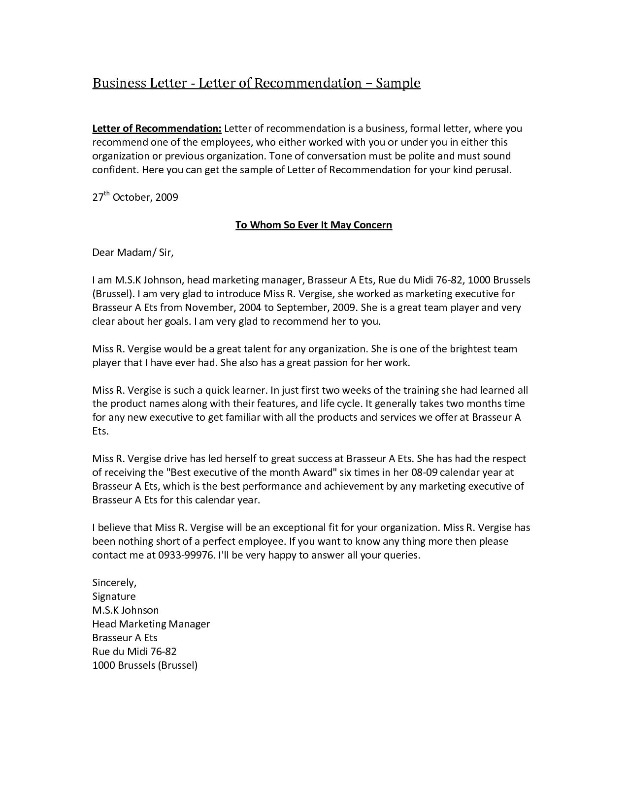 Business Reference Letter Template Word Collection In 2020 pertaining to sizing 1275 X 1650