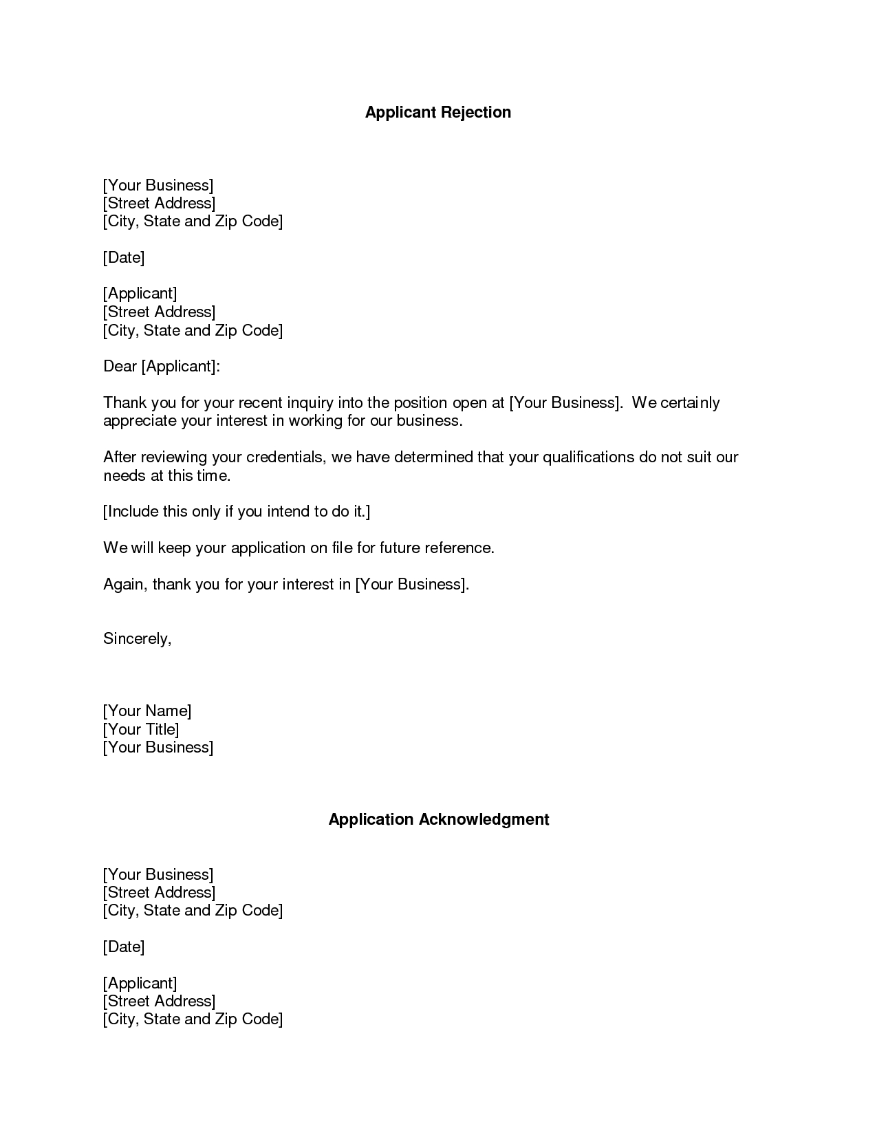 Business Rejection Letter Rejection Of Proposal Free inside size 1275 X 1650