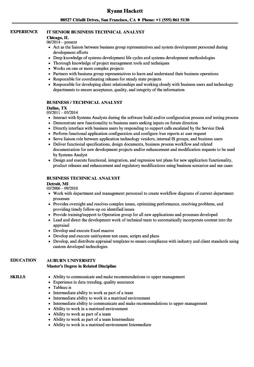 Business Technical Analyst Resume Samples Velvet Jobs for dimensions 860 X 1240