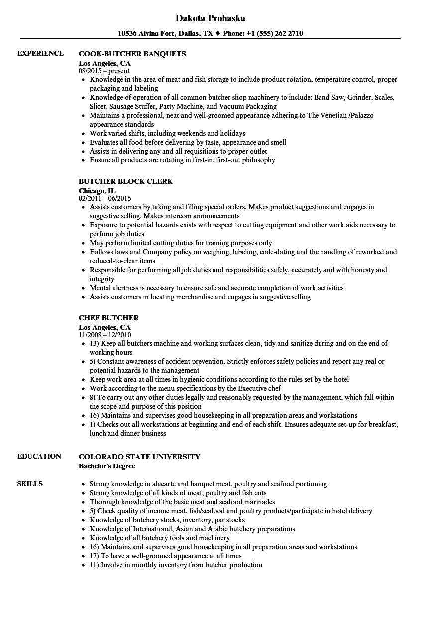 Butcher Resume Samples Velvet Jobs for measurements 860 X 1240