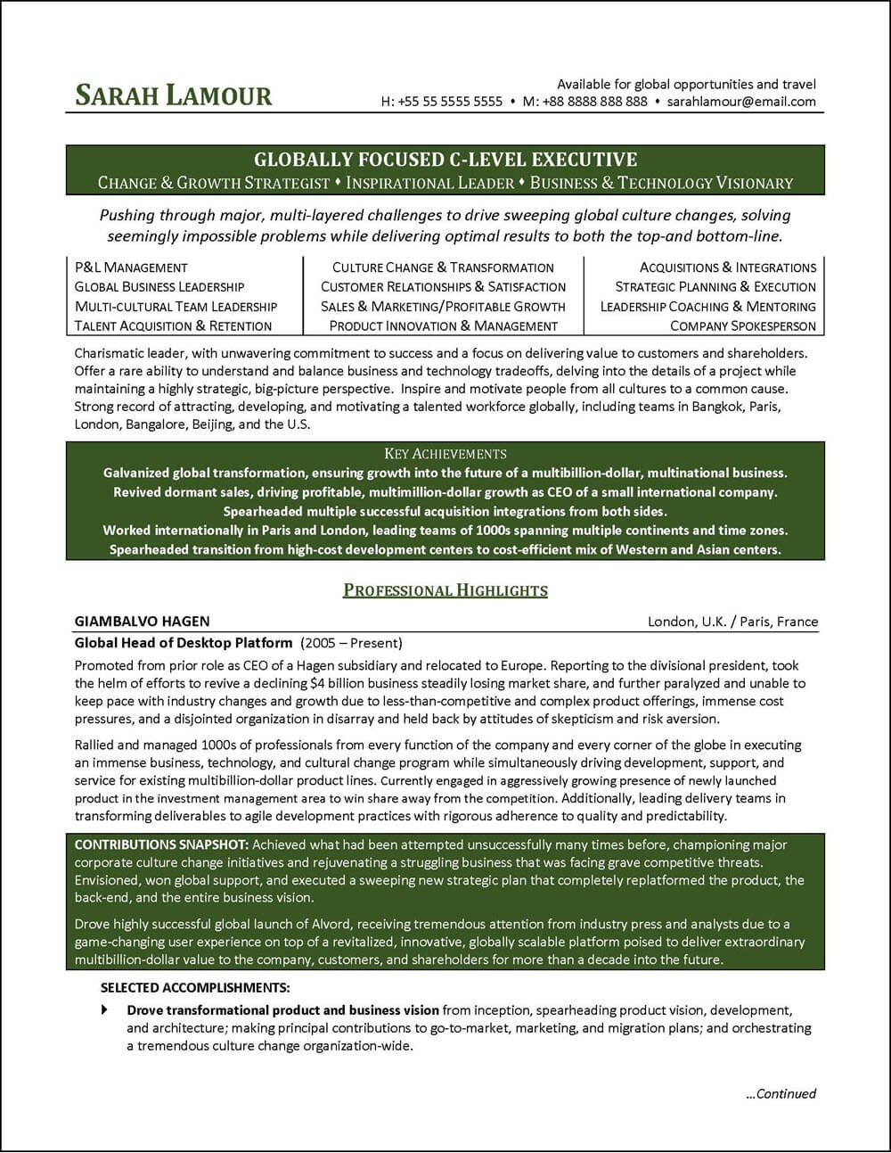 C Suite Resume Examples Executive Resume Executive throughout sizing 1000 X 1293