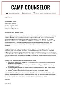 Camp Counselor Cover Letter Sample Tips Resume Genius for dimensions 800 X 1132