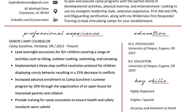 Camp Counselor Resume Sample Tips Resume Genius intended for proportions 800 X 1132