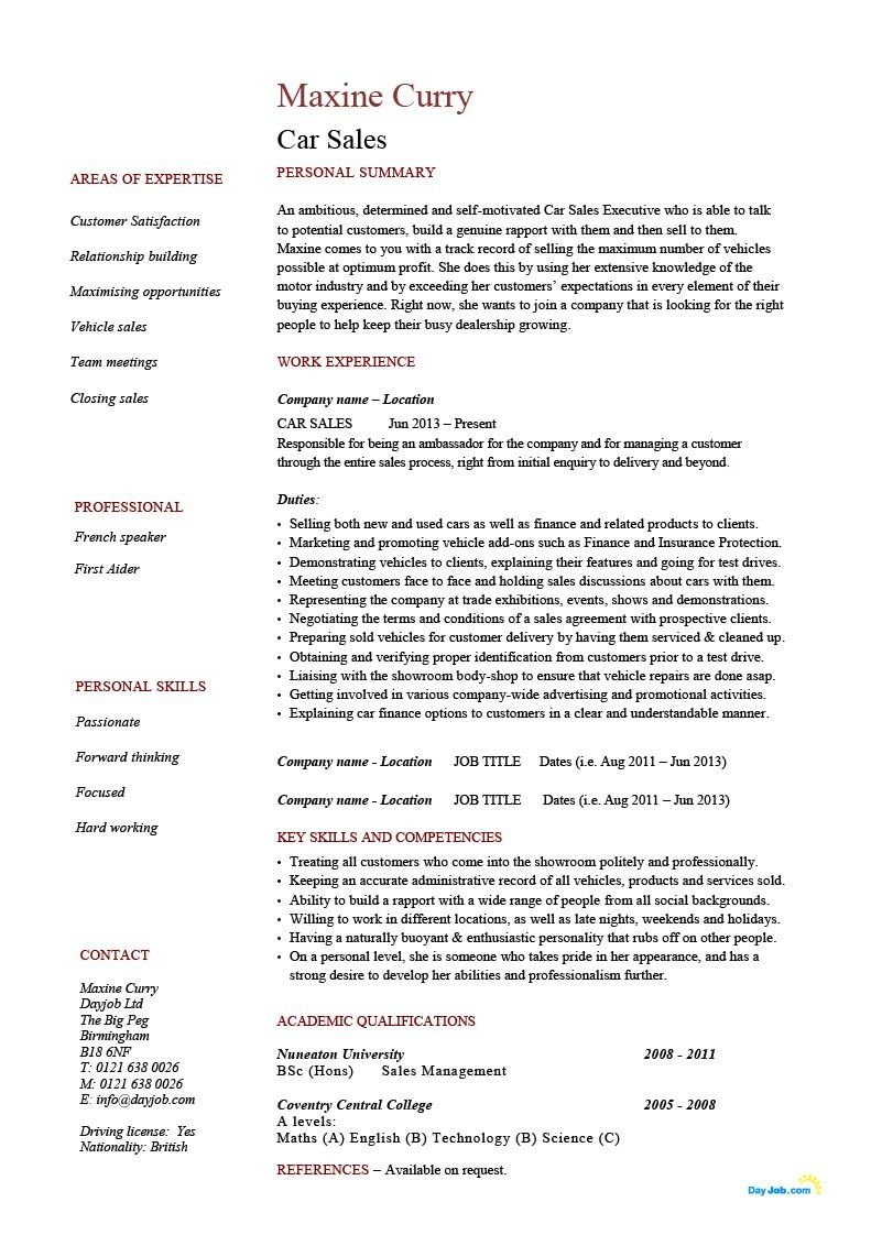 Car Sales Resume Sales Resume Examples Resume Examples intended for dimensions 801 X 1132